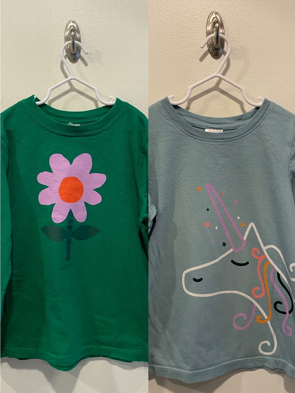 Hanna Andersson long sleeve shirt bundle in size 120 6-7 flower and unicorn